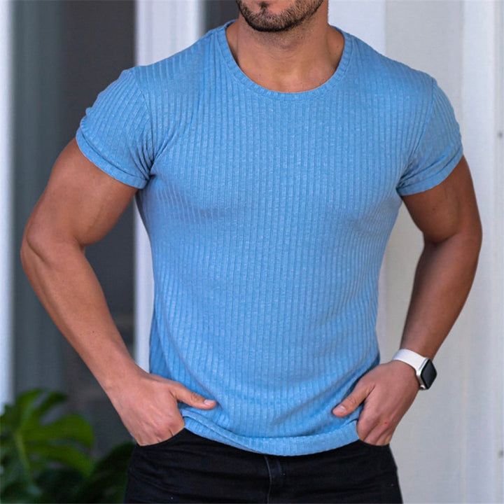 Herren figurbetontes Kurzarmshirt mit Rippstruktur Drune