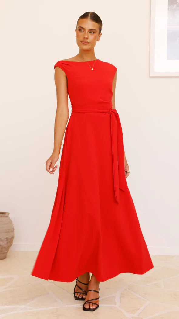 Damen Maxikleid mit asymmetrischem Schnitt und eleganter Drapierung Drune