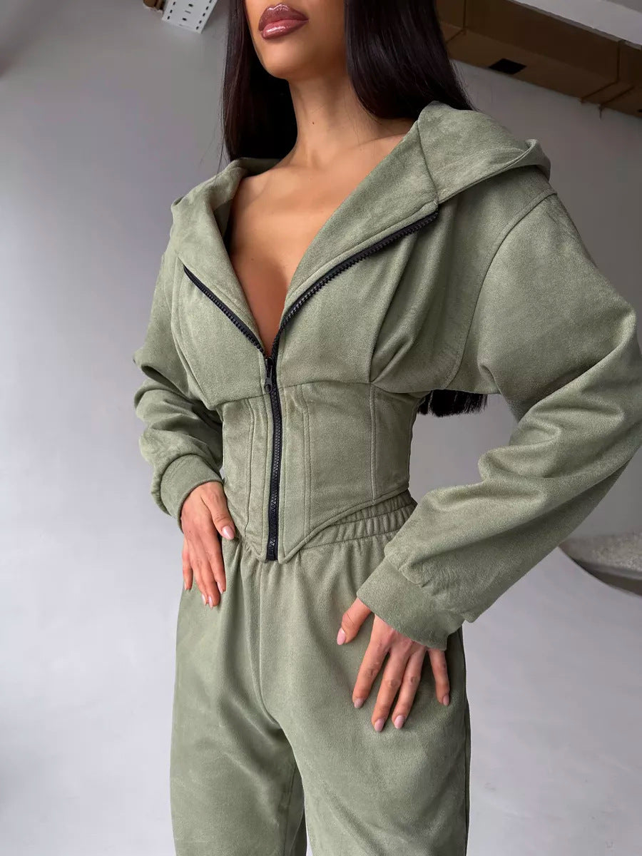 Damen modischer Jumpsuit mit tailliertem Design und innovativem Reißverschluss Drune