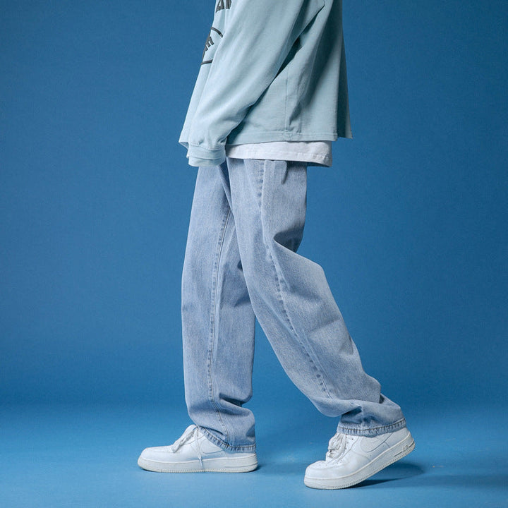 Herren lockere Denim-Jeans im Vintage-Stil mit hoher Taille Drune