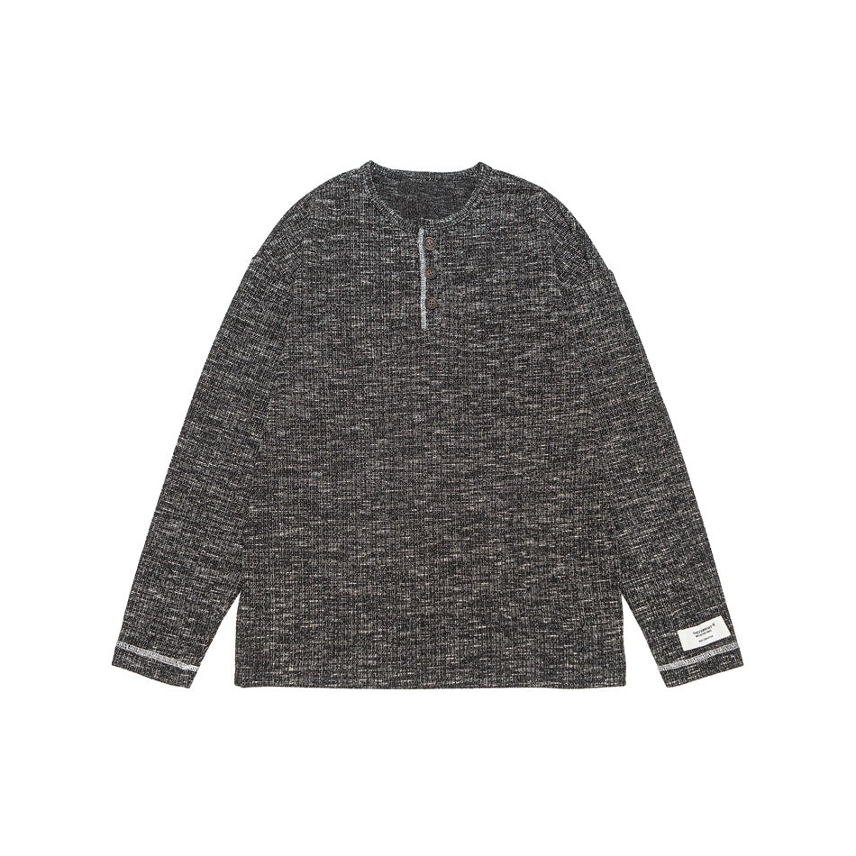 Unisex Thermo-Waffelstrick-Henleyshirt mit Knopfleiste und Rippstruktur Drune