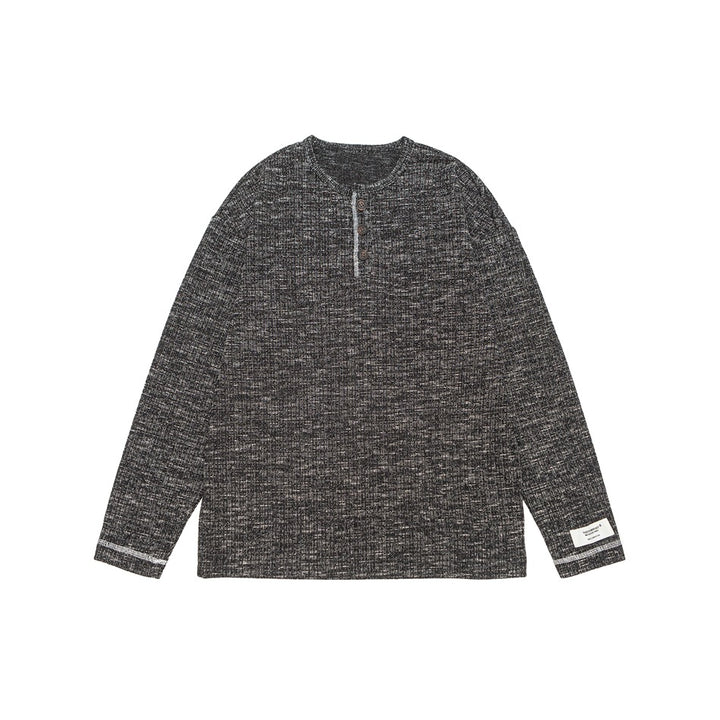 Unisex Thermo-Waffelstrick-Henleyshirt mit Knopfleiste und Rippstruktur Drune