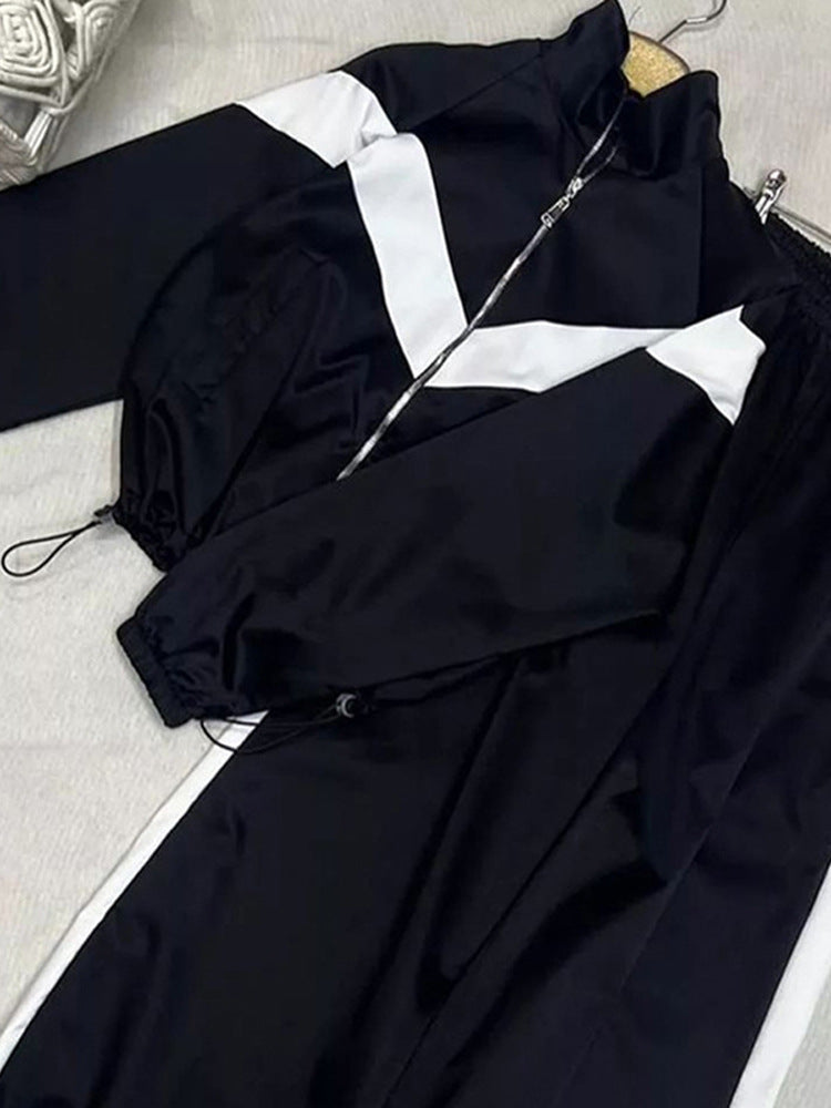 Damen Retro-Trainingsanzug mit Reißverschlussjacke und elastischer Bundhose Drune