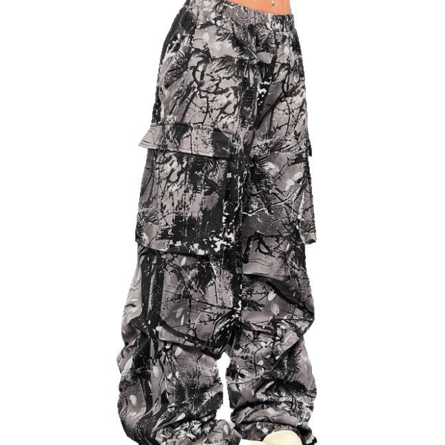Damen Karierte Cargo-Hose mit niedrigem Schritt und praktischen Taschen Drune