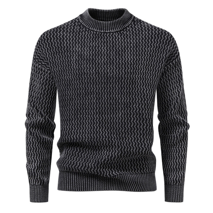 Herren Strukturierter Feinstrick-Pullover mit Stehkragen und Zickzackmuster Drune