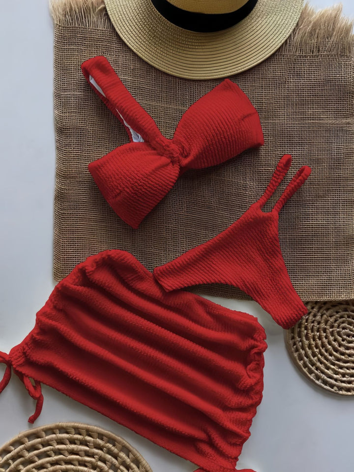 Damen Bandeau-Bikini-Set mit Raffungen Drune