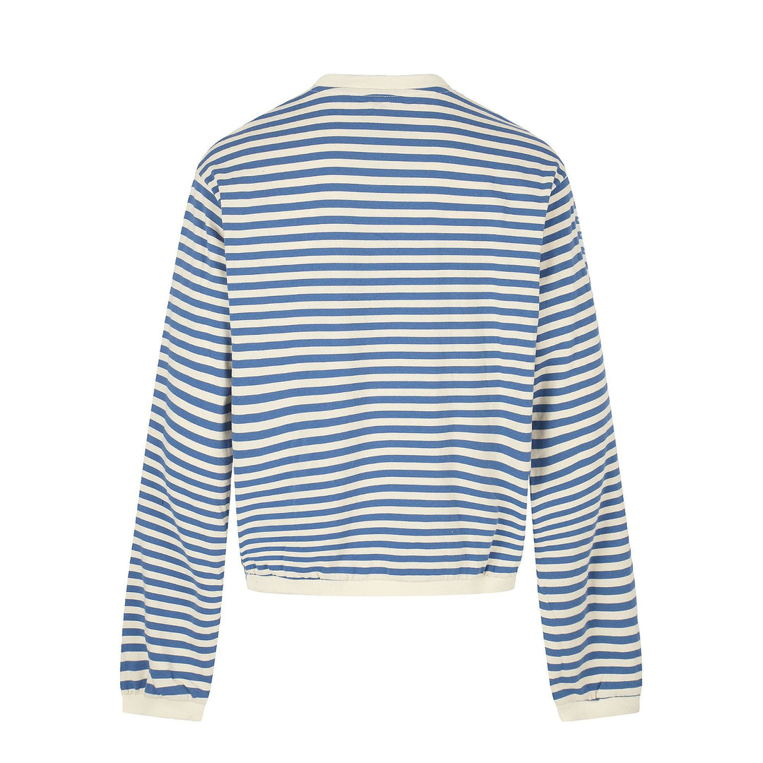 Damen maritimes Streifen-Sweatshirt mit Zierkordeln Drune