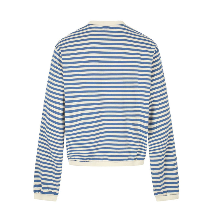 Damen maritimes Streifen-Sweatshirt mit Zierkordeln Drune