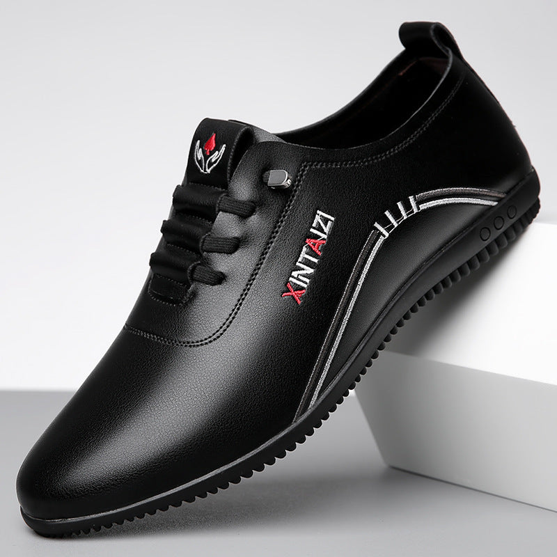 Herren Eleganter leichter Lederimitat-Slip-On mit elastischer Schnellzug-Lacing und profilierter Gummisohle Drune