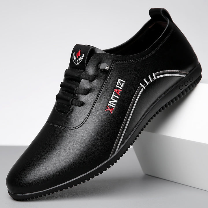 Herren Eleganter leichter Lederimitat-Slip-On mit elastischer Schnellzug-Lacing und profilierter Gummisohle Drune