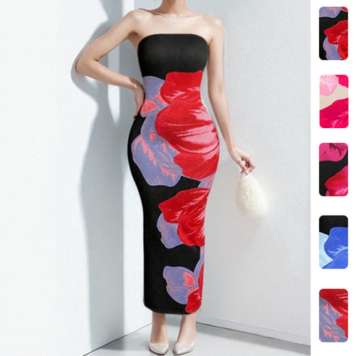 Damen Figurbetontes Langkleid mit floralem Muster Drune