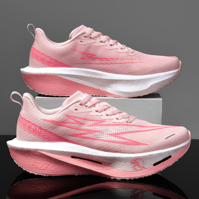 Unisex gedämpfte Race-Plateau-Laufschuhe mit Rocker-Zwischensohle und atmungsaktivem Micro-Mesh Drune