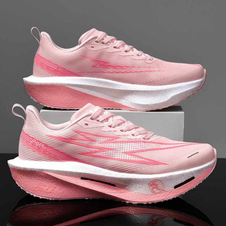 Unisex gedämpfte Race-Plateau-Laufschuhe mit Rocker-Zwischensohle und atmungsaktivem Micro-Mesh Drune