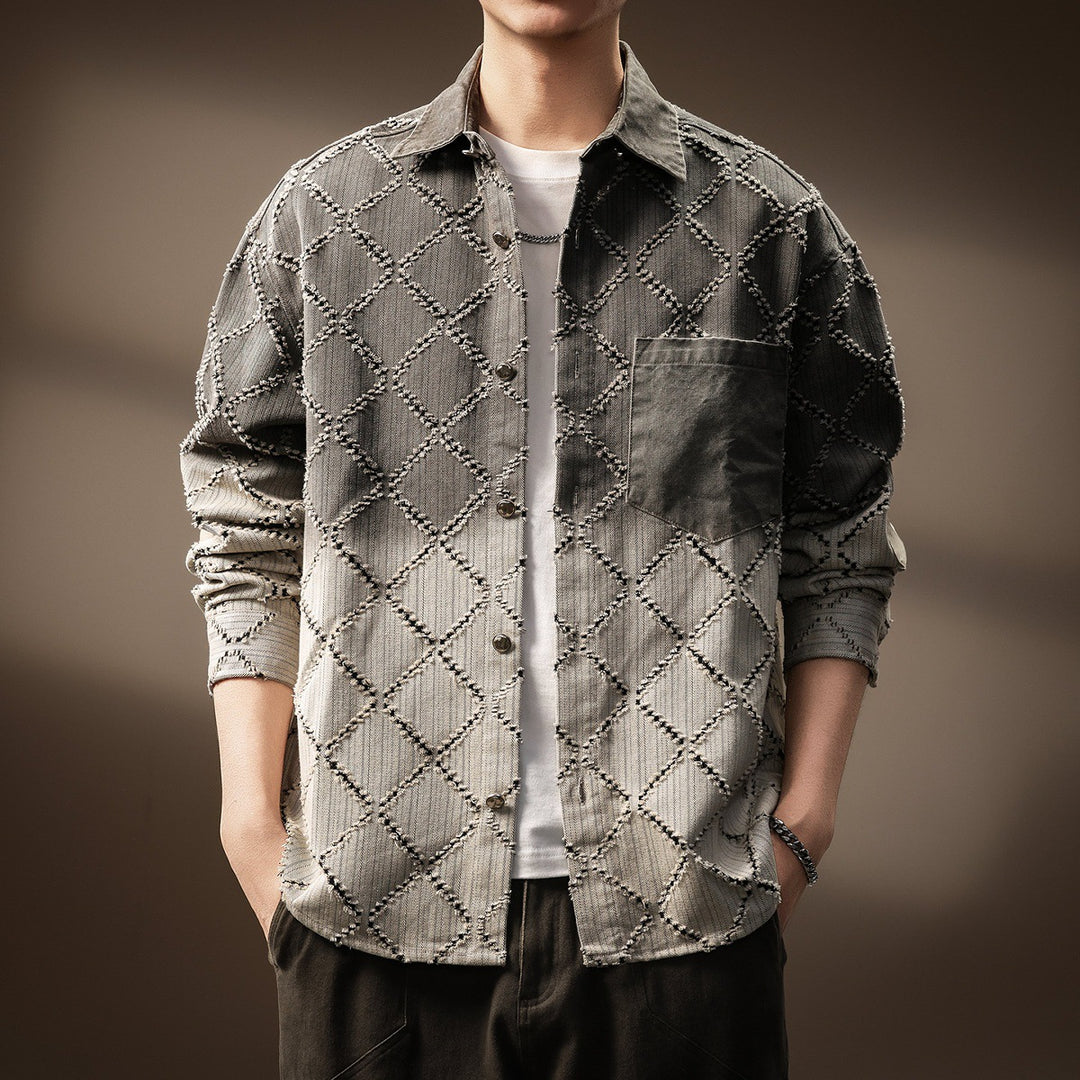 Herren Modische Hemdjacke mit gestepptem Design Drune