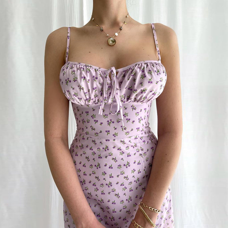 Damen Midi-Kleid mit floralem Muster und raffiniertem Schlitz Drune