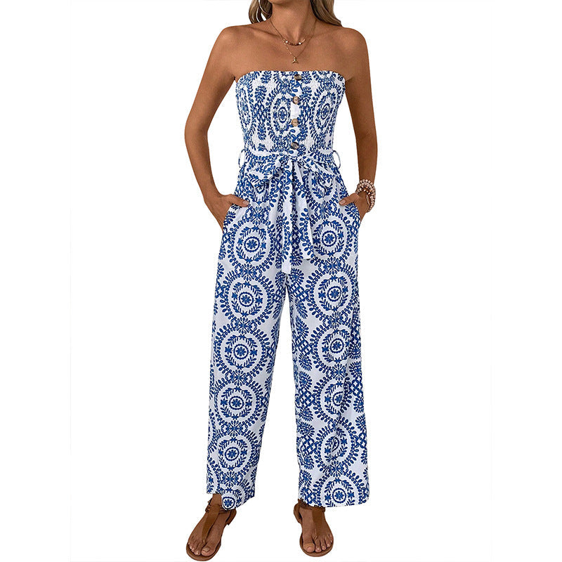 Damen Jumpsuit mit trendigem bandeau Design und praktischen Taschen Drune