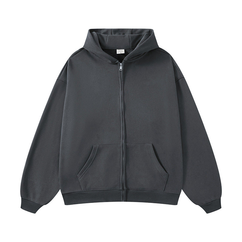 Unisex nan Kapuzen-Sweatjacke mit durchgehendem Reißverschluss, oversized Passform und Kängurutaschen Drune