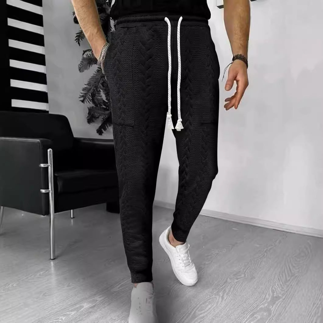 Drune | Jogginghosen Lockere Passform Strukturiertes Strickmaterial Kordelzug Taschen