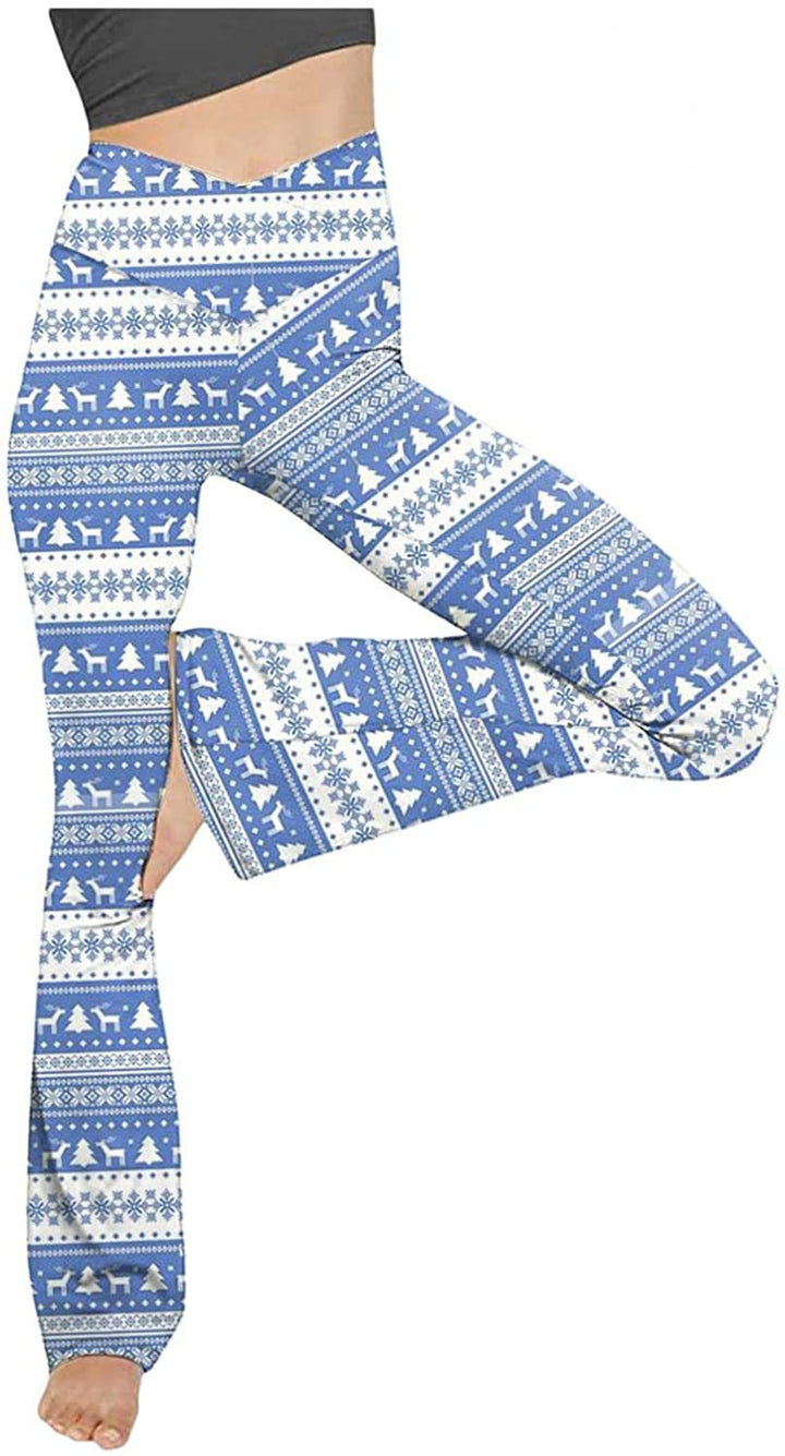 Damen nan taillenhohe Yogahose mit überkreuztem Bund und ausgestelltem Saum mit Schlitz Drune