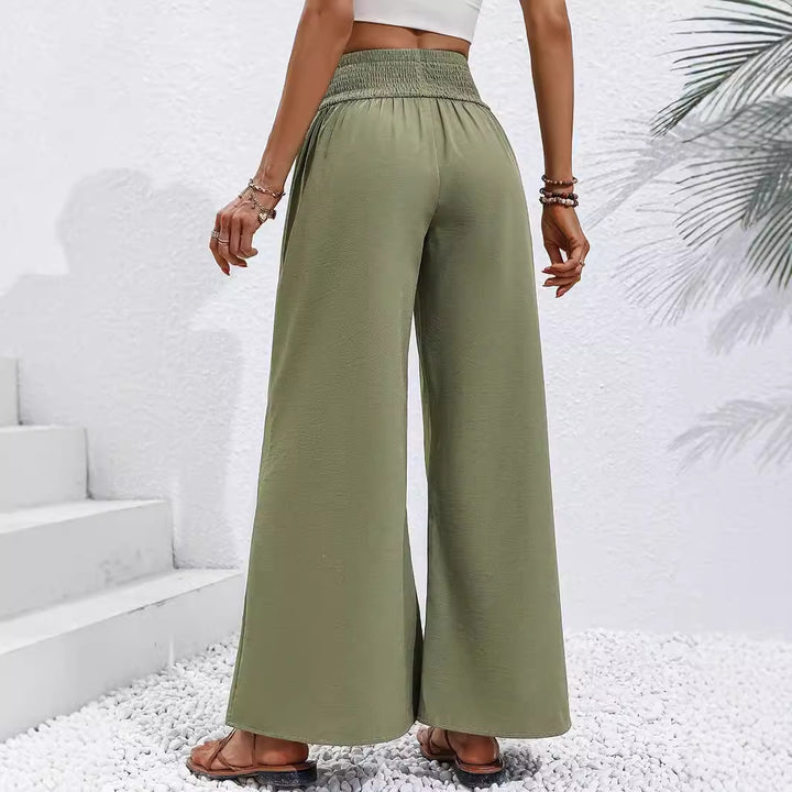 Damen weite Palazzo-Hose mit elastischem Bund und lässigem Schnitt Drune