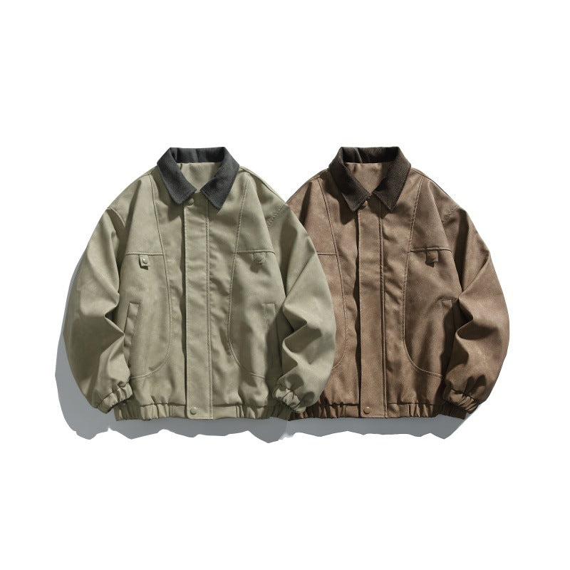 Herren Boxy-Canvas-Blousonjacke mit Cordkragen und elastischem Saum Drune