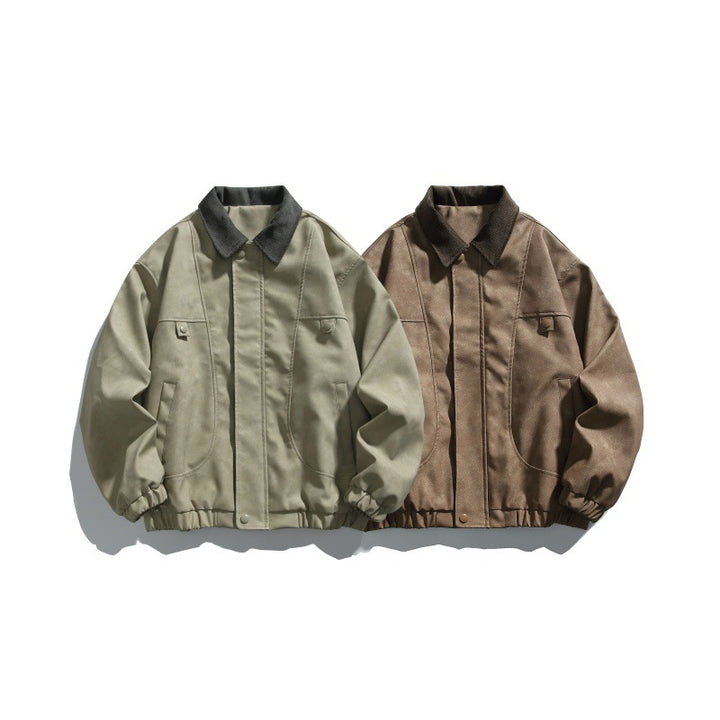 Herren Boxy-Canvas-Blousonjacke mit Cordkragen und elastischem Saum Drune