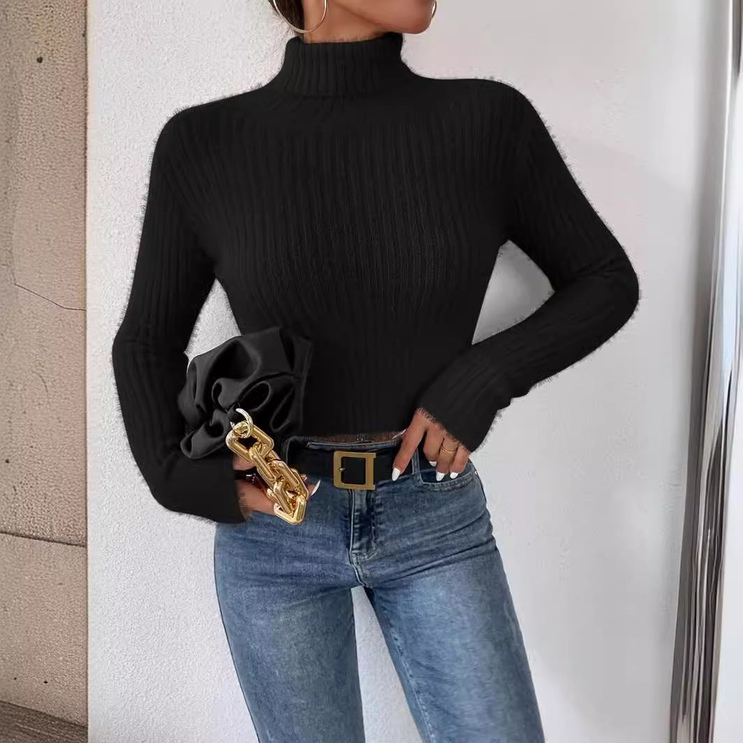 Damen Kurzer Rippstrick-Rollkragenpullover mit flauschiger Mohair‑Optik Drune