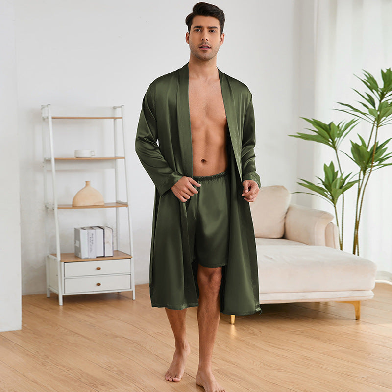 Herren Satin Morgenmantel mit luxuriösem Finish und praktischen Taschen Drune