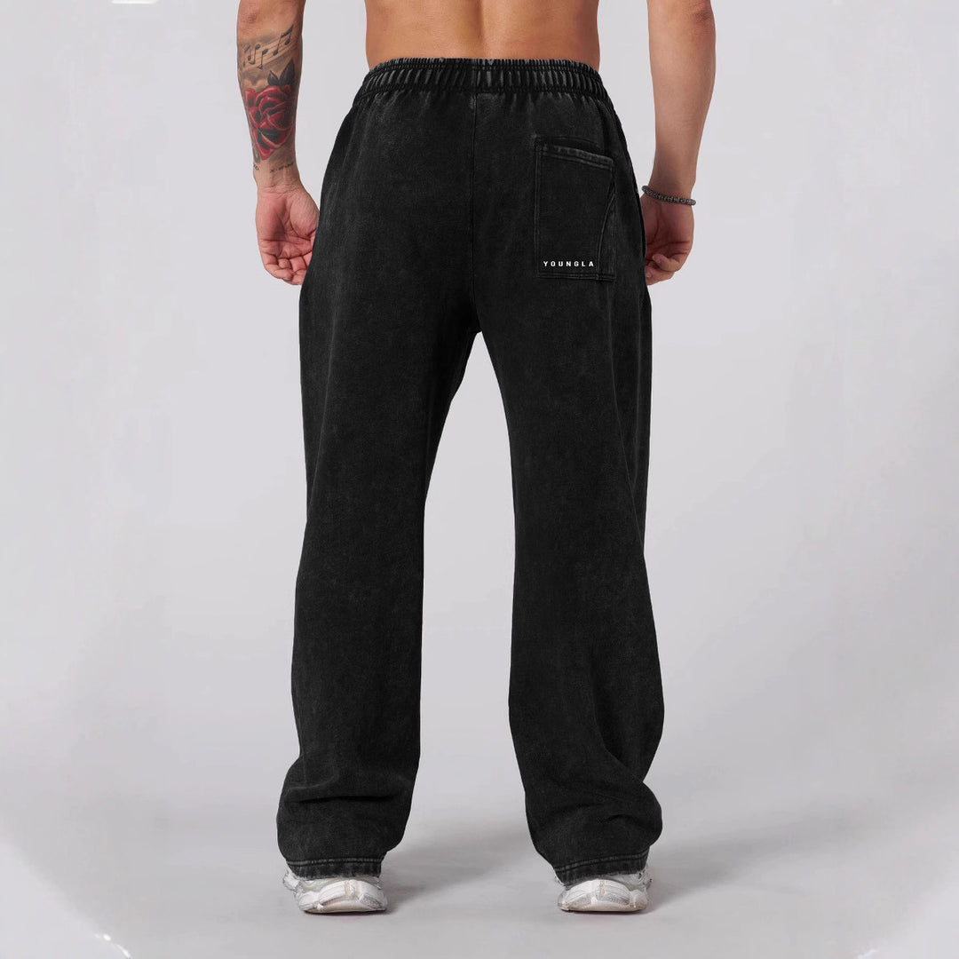 Herren nan weiche gewaschene Jogginghose mit weitem Schnitt und elastischem Bund Drune