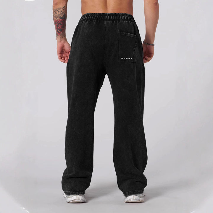 Herren nan weiche gewaschene Jogginghose mit weitem Schnitt und elastischem Bund Drune