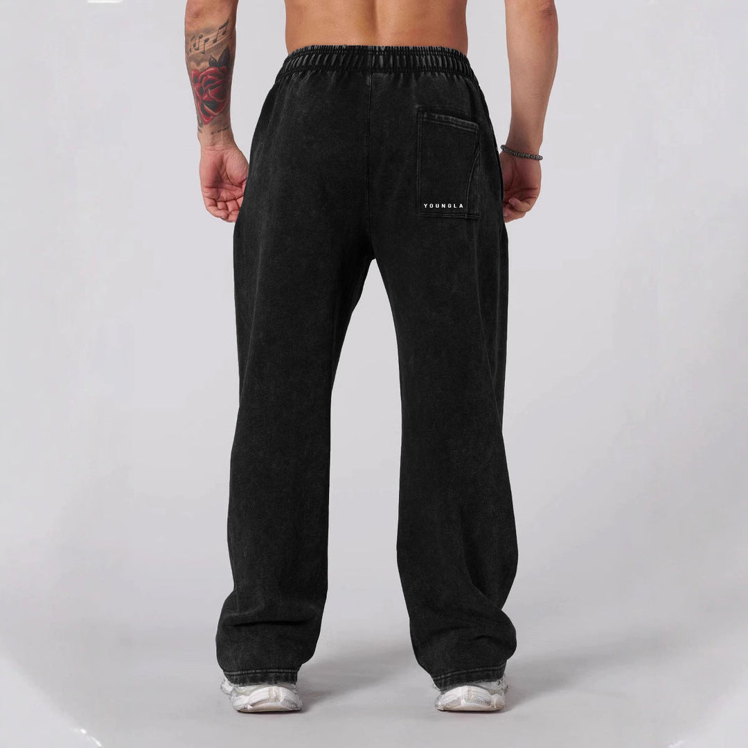 Herren nan weiche gewaschene Jogginghose mit weitem Schnitt und elastischem Bund Drune