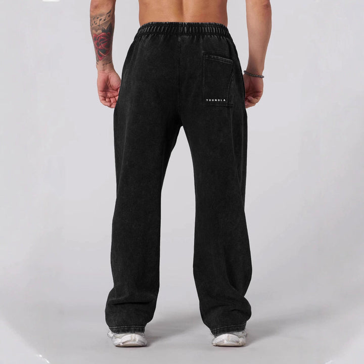 Herren nan weiche gewaschene Jogginghose mit weitem Schnitt und elastischem Bund Drune