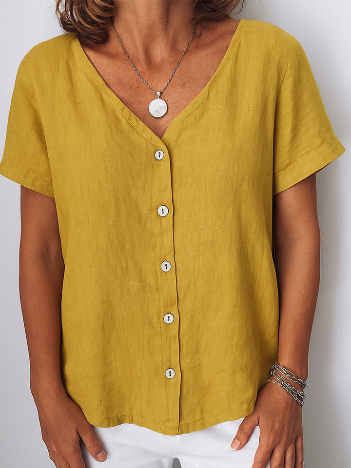 Damen Leinenbluse mit Knopfdetails Drune