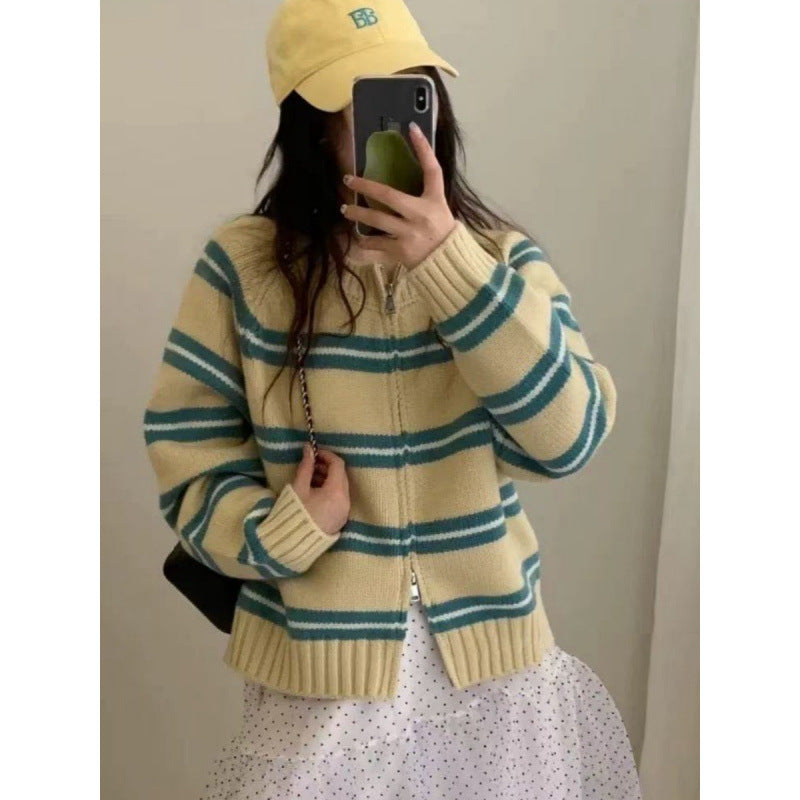 Damen Strickcardigan mit modernen Streifen Drune