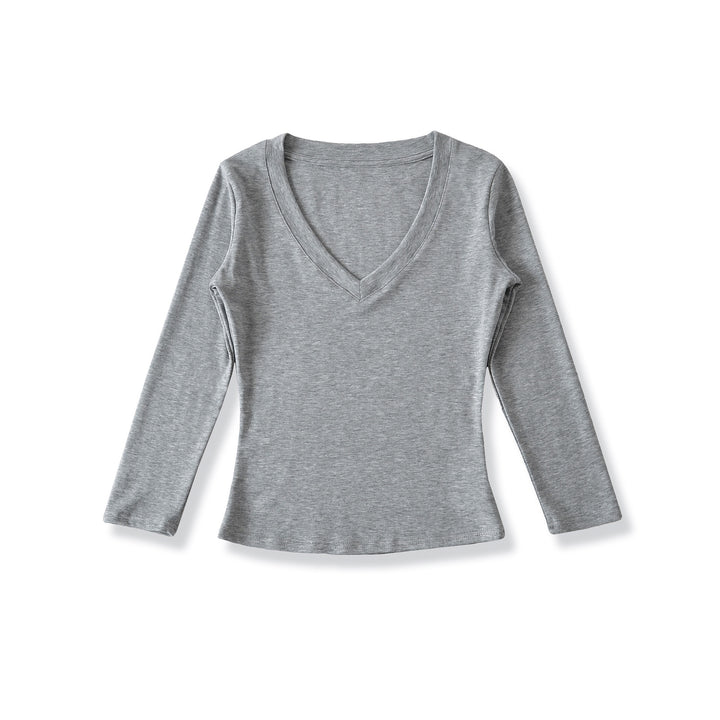 Damen Langarmshirt mit V-Ausschnitt und figurbetontem Schnitt Drune