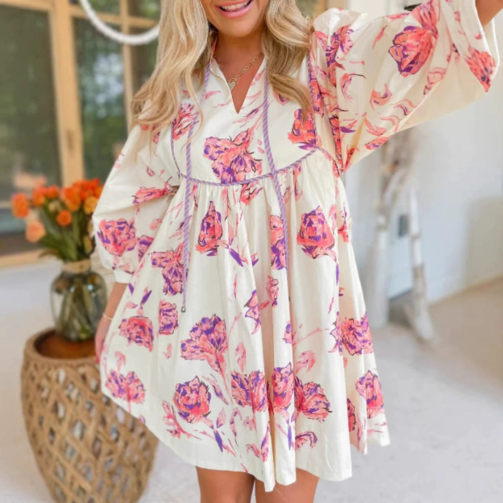 Damen luftiges Freizeitkleid mit Glockenärmeln Drune