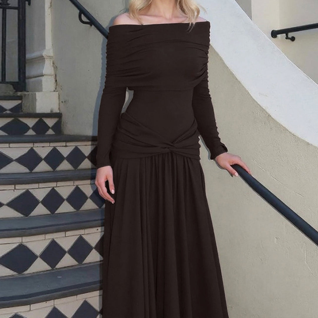Damen Wickelkleid mit voluminösem Rüschensaum und elegantem Off-Shoulder-Design Drune