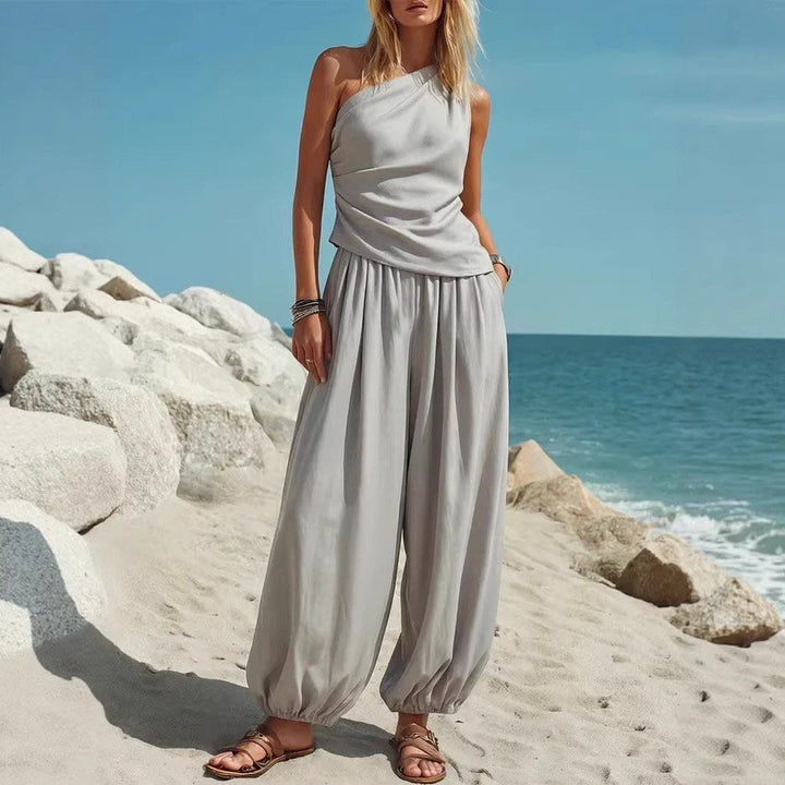Damen Elegantes Einteiler-Outfit mit Fließendem Schnitt und One-Shoulder-Design Drune