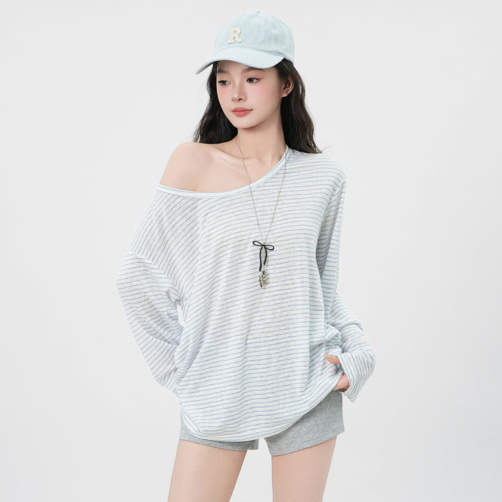 Damen lässiges Langarmshirt mit asymmetrischem Design Drune