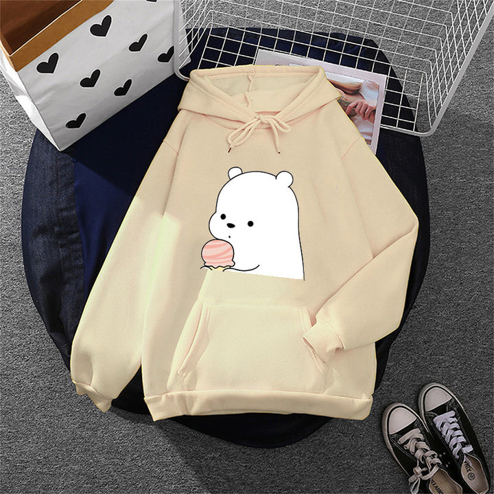 Damen nan oversized Kapuzenpullover im Streetstyle mit weichem Fleece-Innenfutter, Kängurutasche und farbenfrohem Cartoon-Katzen-Planet-Print Drune