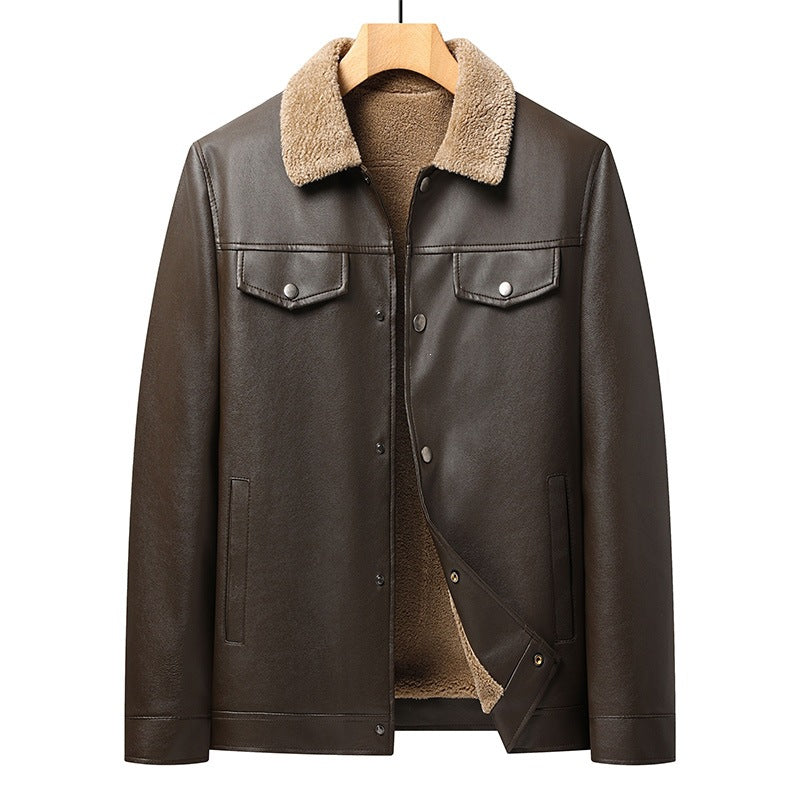 Herren Kunstlederjacke mit Teddyfutter Drune