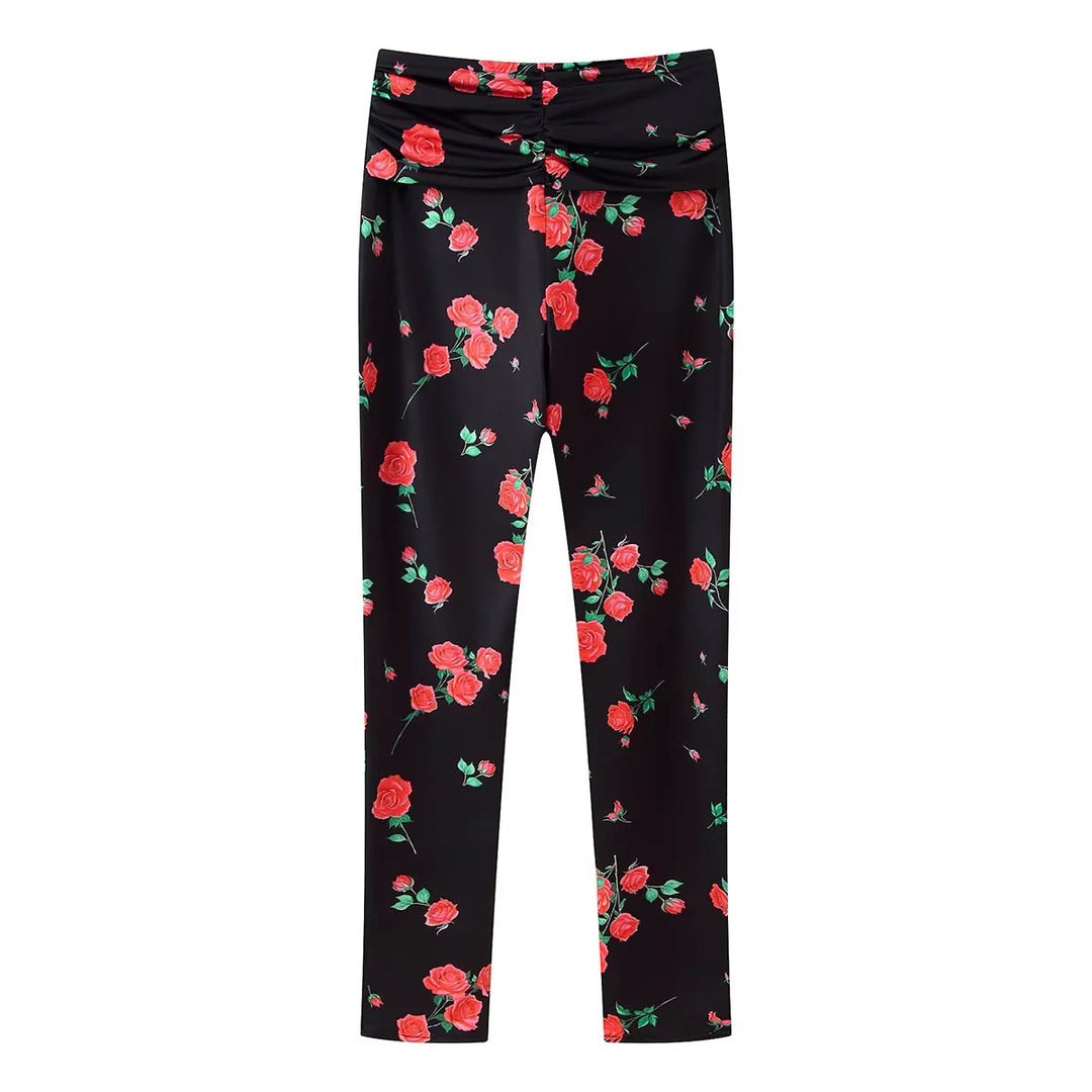 Damen nan taillierte Stretch-Leggings mit hohem Raffungbund und dekorativem Ringdetail Drune
