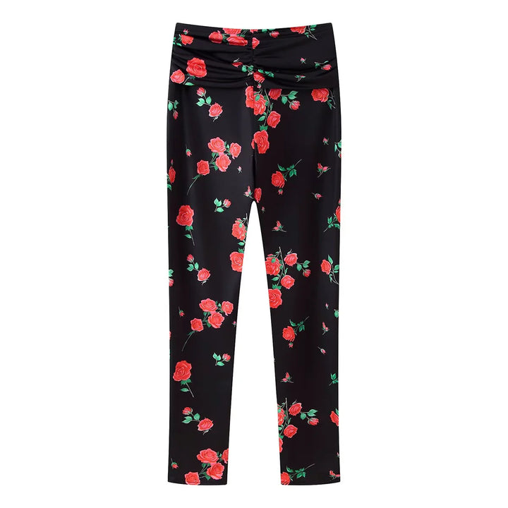 Damen nan taillierte Stretch-Leggings mit hohem Raffungbund und dekorativem Ringdetail Drune