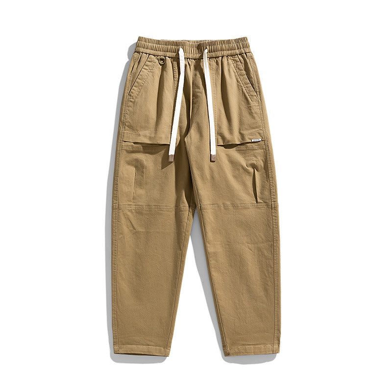 Herren Baggy-Utility-Cargohose im Tapered-Schnitt mit elastischem Tunnelzugbund, aufgesetzten Fronttaschen und Knieabnähern Drune