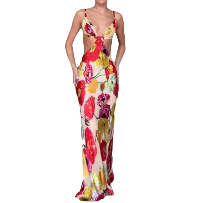 Damen Elegantes Maxikleid mit floralem Schnitt und Cut-Out-Design Drune