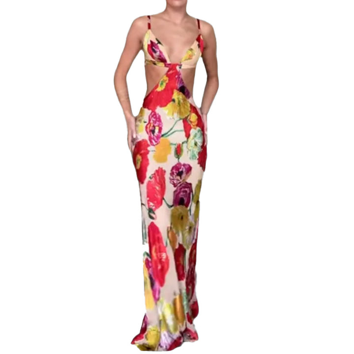Damen Elegantes Maxikleid mit floralem Schnitt und Cut-Out-Design Drune