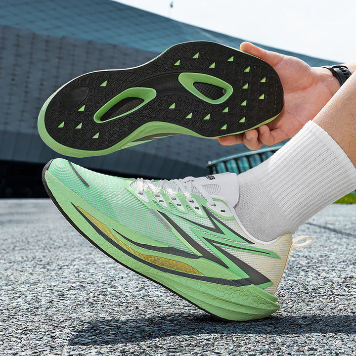 Unisex gepolsterte Straßenlaufschuhe mit rocker-Zwischensohle, energierückführender Dämpfung und atmungsaktivem Mesh-Upper Drune