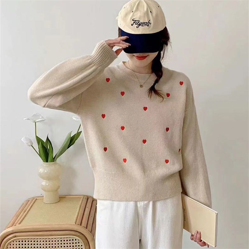 Damen Pullover mit Herz-Motiv und lässigem Schnitt Drune