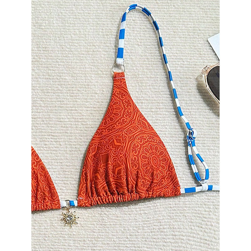Damen Triangel-Bikini mit modischem Band und Buffed Details Drune
