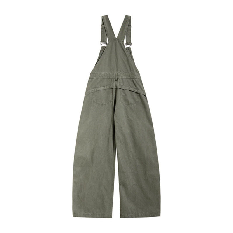 Damen weite Cargo-Latzhose mit verstellbaren Trägern und Multi-Taschen Drune